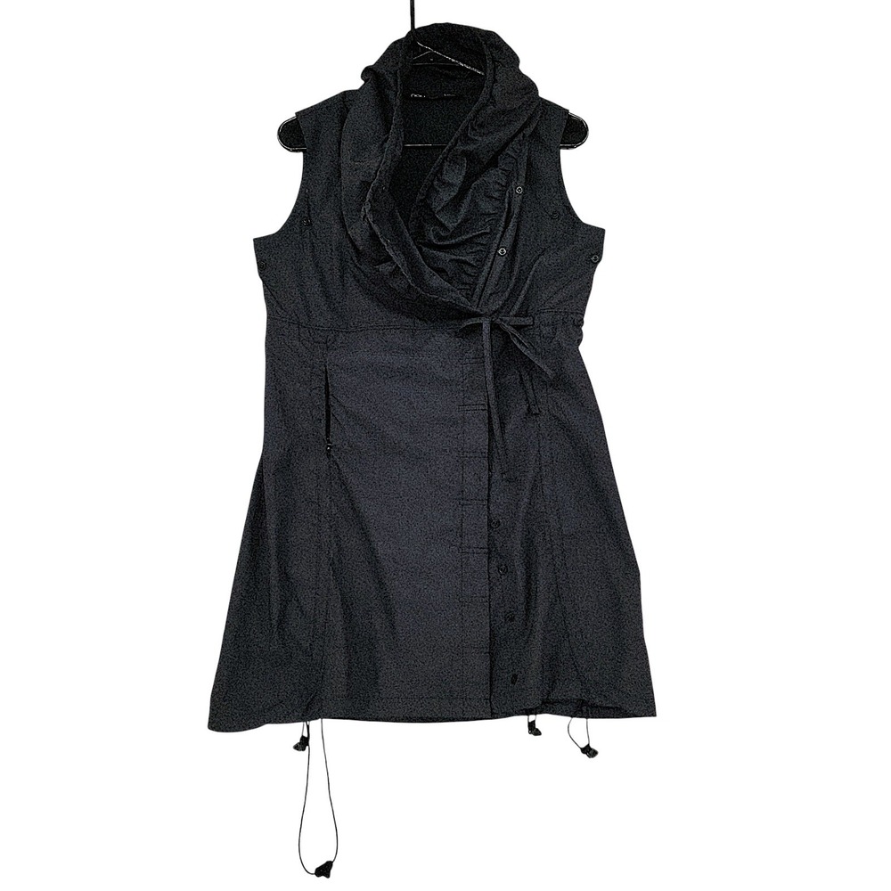 Nau Vest S Womens Black Ruffle Cowl Neck Recycled Longline Gorpcore Crysalis